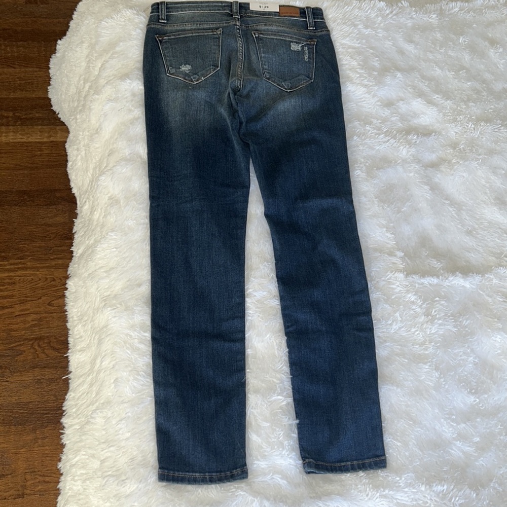 Judy Blue Distressed Blue Jeans with Red Plaid Accents - Picture 6 of 6